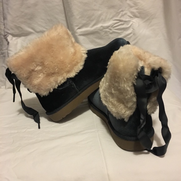 corduroy blue fleece winter boots - Picture 2 of 5